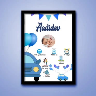 small baby birthday frame with information